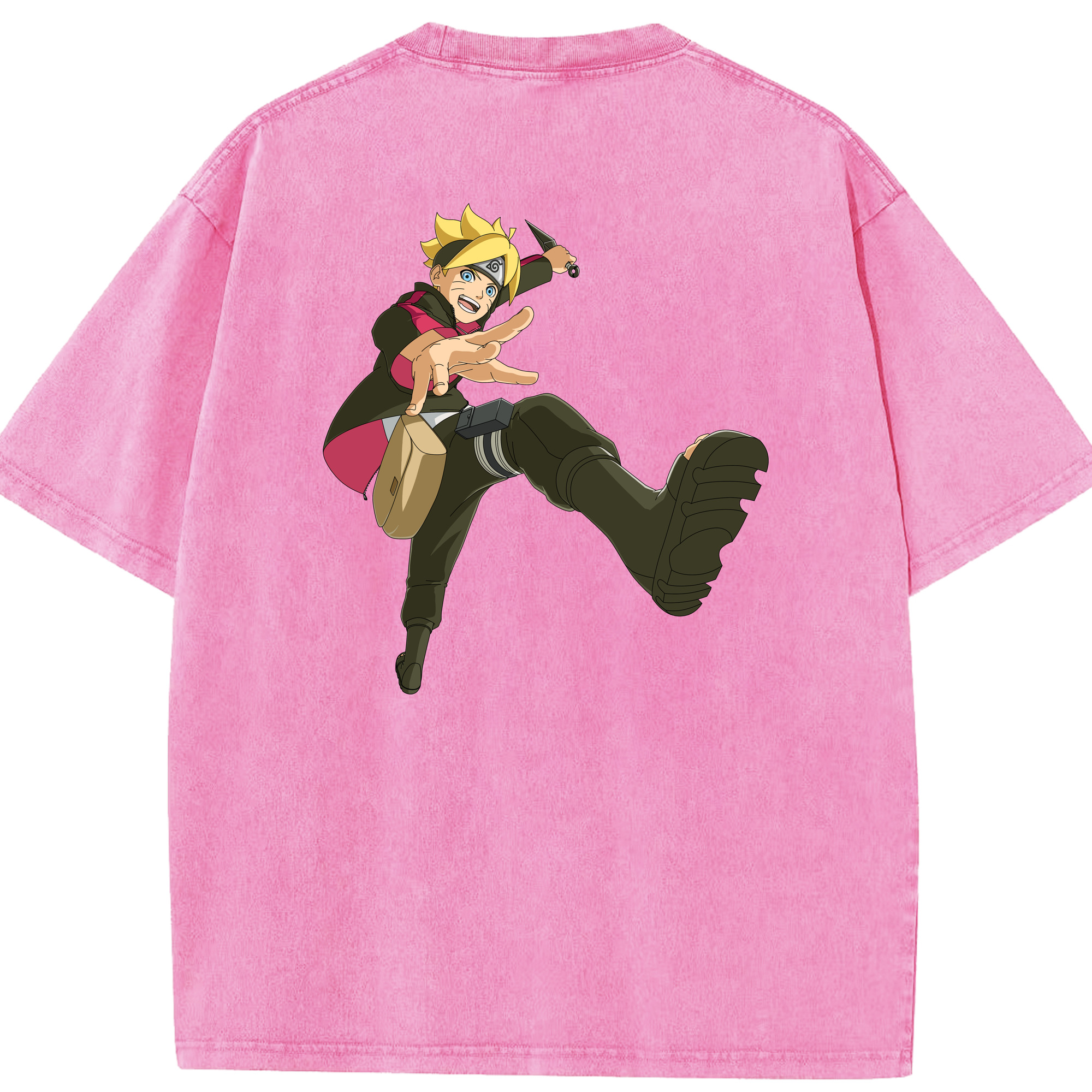 （画像用） NARUTO -ナルト- うずまき ボルト Uzumaki Boruto 綿100% ヴィンテージ風 半袖Tシャツ（背面プリント）